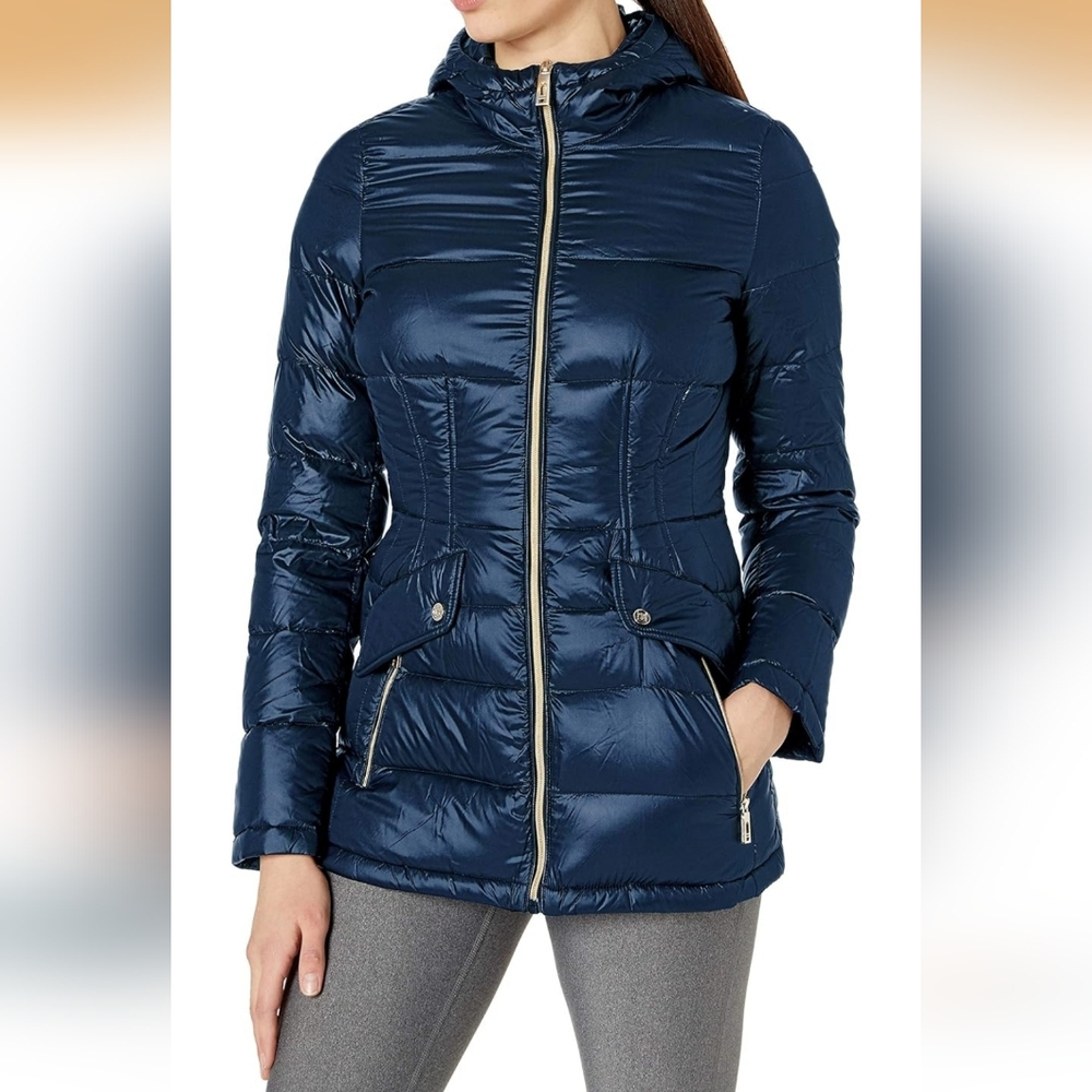 Ivanka Trump Navy Corset Quilted Down Lightweight Jacket Packable XS